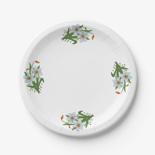 Assiettes En Carton Tulipes et jonquilles Fleurs Design 1 (Devant)