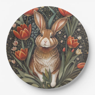 Assiettes En Carton Tulipes rouges Brown de lapin William Morris inspi