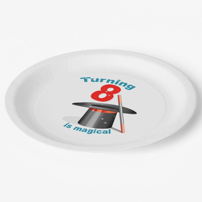Assiettes En Carton Turning 8 est Magique 8e anniversaire (Angle)
