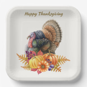 Assiettes En Carton Turquie Citrouilles Thanksgiving Plaque papier