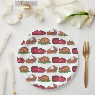 Assiettes En Carton Turquie Cranberry Citrouille Pie Thanksgiving Dîne