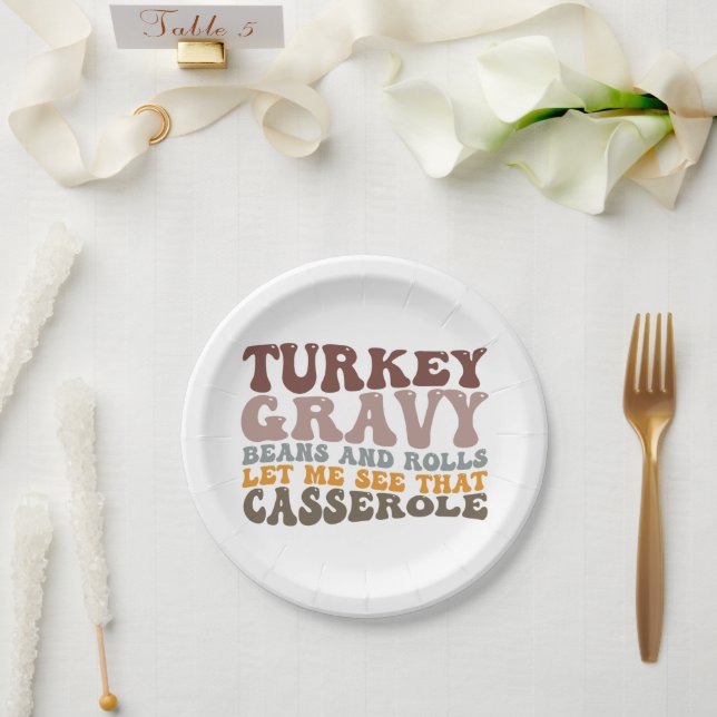 Assiettes En Carton Turquie Haricots Gravés Et Rouleaux Tombent Thanks (Mariage)