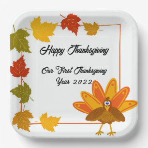 Assiettes En Carton Turquie mignonne et colorée Thanksgiving