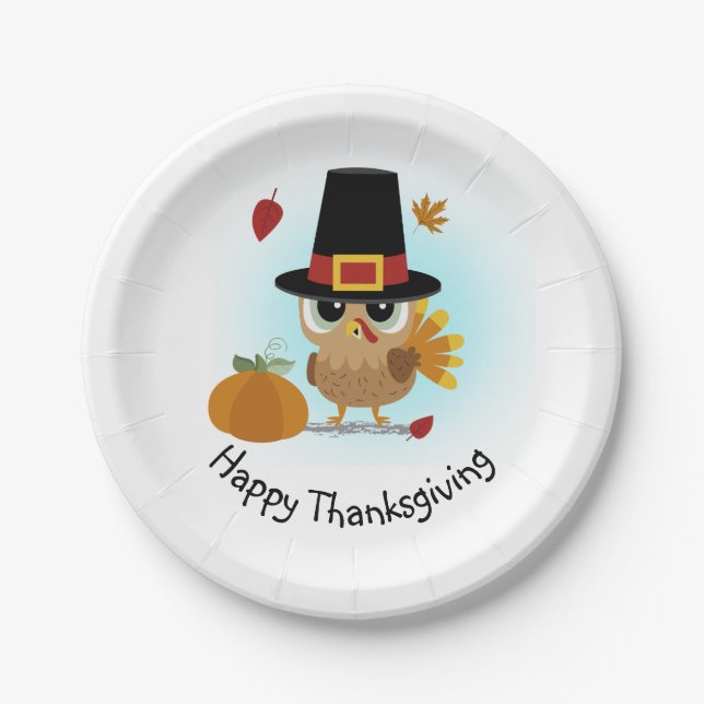 Assiettes En Carton Turquie pèlerin Thanksgiving (Devant)