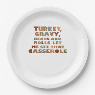 Assiettes En Carton Turquie Roule Casserole, Thanksgiving Retro Funny