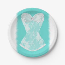 Turquoise & Blanc Glam Lingerie Soirée de douche