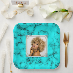 Assiettes En Carton Turquoise bleu western pierre PHOTO filles fête