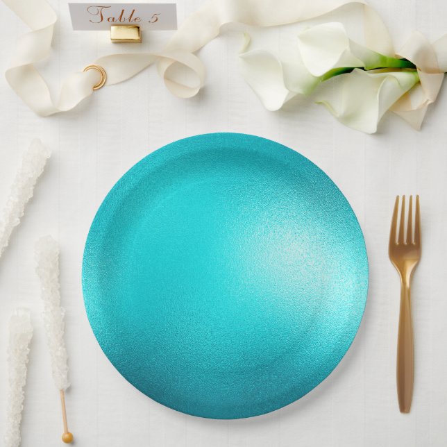 Assiettes En Carton Turquoise Chic Aqua Blue Mariage (Mariage)