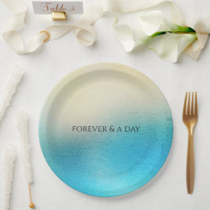 Assiettes En Carton Turquoise Chic Blanc Aqua Mariage bleu