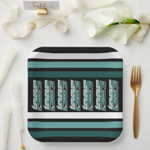 Assiettes En Carton turquoise de bande rétro 1985