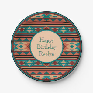 Assiettes En Carton Turquoise Terracotta Monogram