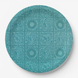 Assiettes En Carton Turquoise Tile Motif (par William Morris)
