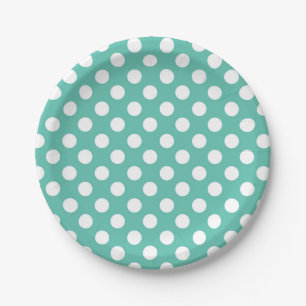 Assiettes En Carton Turquoise turquoise et fête d'anniversaire blanche