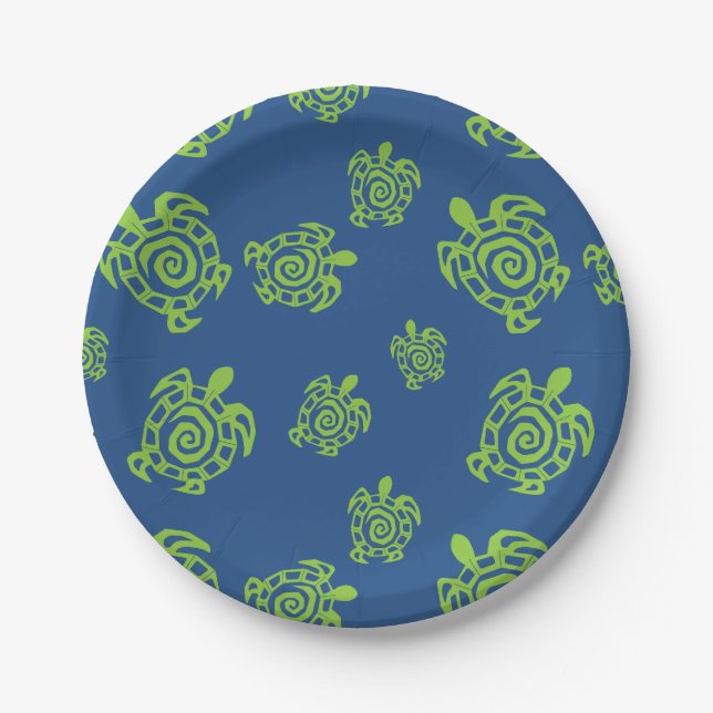 Assiettes En Carton Turtle Green et Blue Party Stups (Devant)