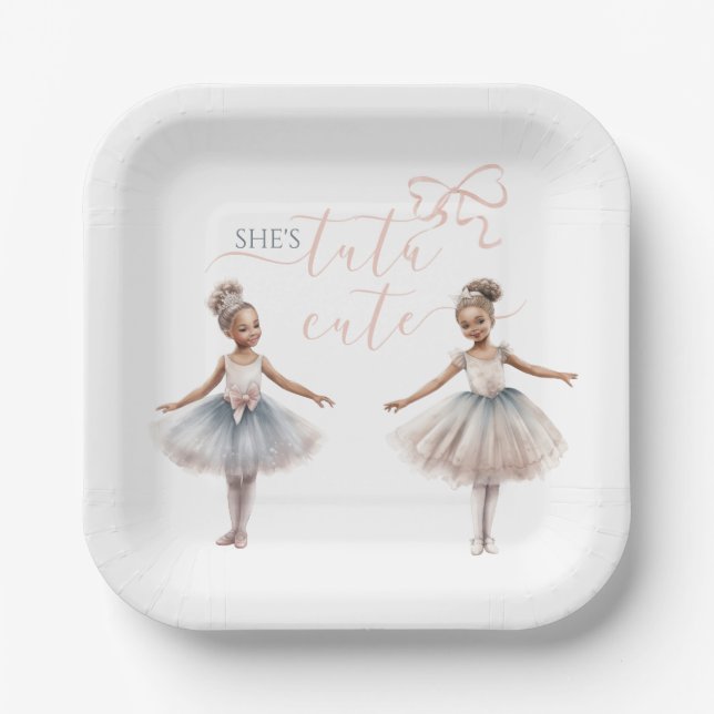 Assiettes En Carton Tutu Cute Elegant Ballerina Aquarelle Anniversaire (Recto)