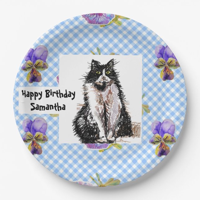 Assiettes En Carton Tuxedo Chat Love You Black and White Cats Girls (Devant)