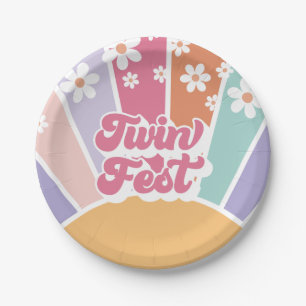 Assiettes En Carton Twin Fest Retro Sunshine Rainbow Daisy