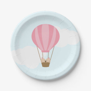 Assiettes En Carton Twin Girls in Hot Air Balloon Baby shower