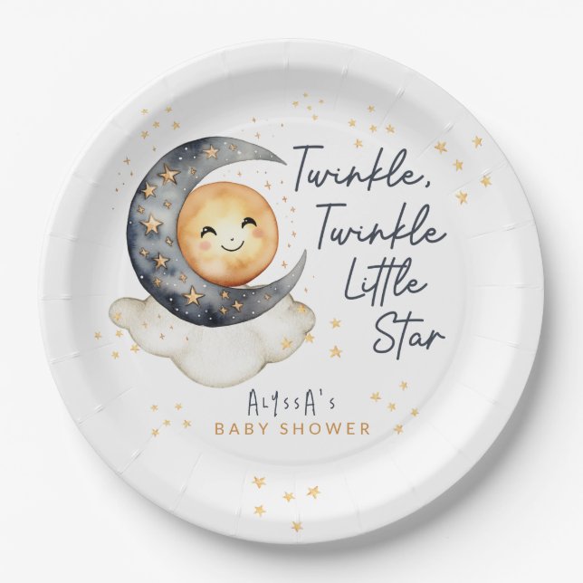 Assiettes En Carton Twinkle Twinkle Little Star Baby shower (Devant)