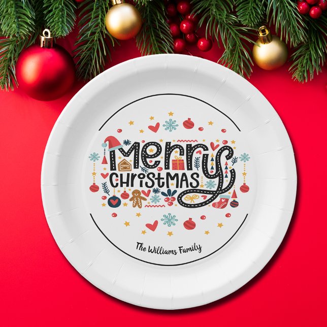 Assiettes En Carton Typographe de Merry Christmas (Créateur téléchargé)