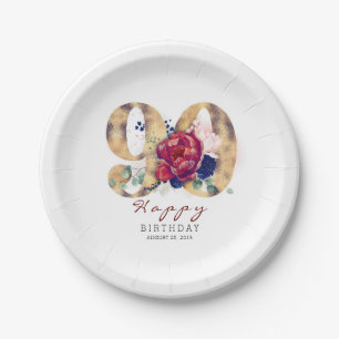 Assiettes En Carton Typographie de la Flore rouge de Bourgogne 90e ann