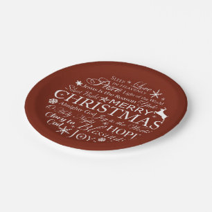 Assiettes En Carton Typographie de Noël