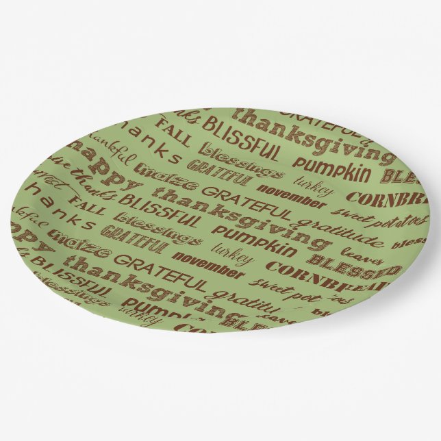 Assiettes En Carton Typographie de Thanksgiving (Angle)
