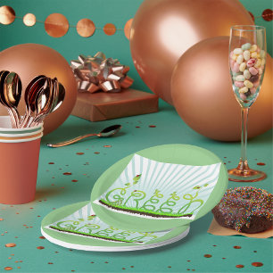 Assiettes En Carton Typographie Nature Verte Éco-responsable