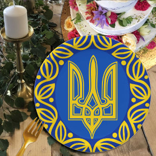 Assiettes En Carton Ukraine, Armoiries, Tryzub République ukrainienne