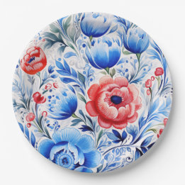 Assiettes En Carton Ukrainian folk art pattern