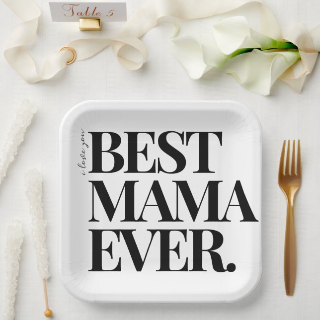 Assiettes En Carton Ultra Moderne Gras "Meilleure maman jamais (Mariage)