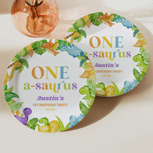 Assiettes En Carton Un A-Saurus Dinosaur 1ère fête d'anniversaire