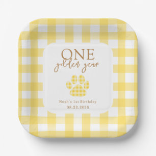 Assiettes En Carton Un an d'or Rétriever Anniversaire