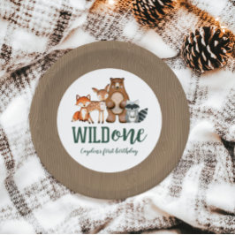 Assiettes En Carton Un animal sauvage de forêt premier anniversaire