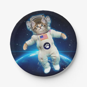 Assiettes En Carton Un astronaute de chat dans l'espace