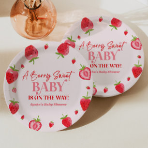 Assiettes En Carton Un Baby shower de fraise Berry Sweet Baby