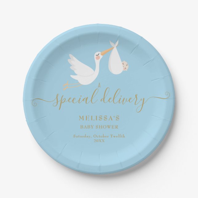 Assiettes En Carton Un Baby shower de livraison spécial / Saupoudrer (Devant)