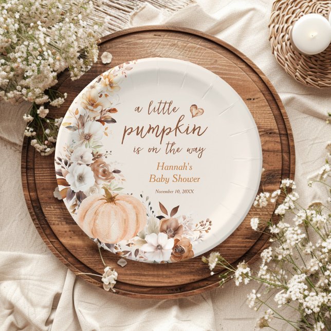 Assiettes En Carton Un Baby shower Floral Un Peu Citrouille (Créateur téléchargé)