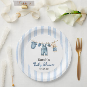 Assiettes En Carton Un Baby shower Jean bleu