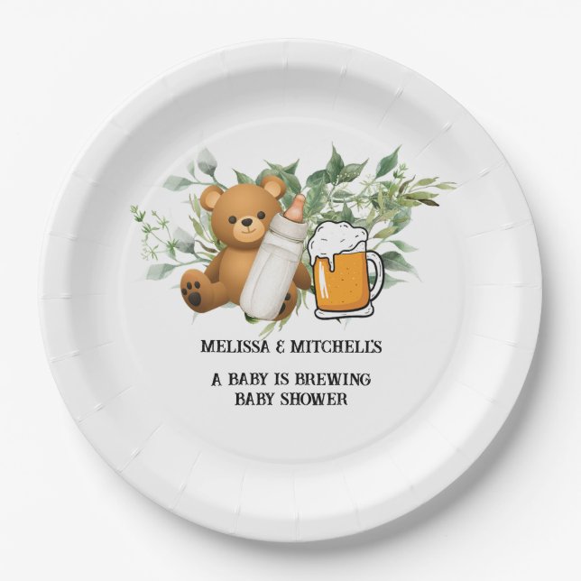 Assiettes En Carton Un bébé brasse du baby shower (Devant)