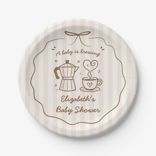Assiettes En Carton Un Bébé Brasse Du Café (Devant)