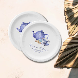 Assiettes En Carton Un bébé brasse un Baby shower de Tea Party violet