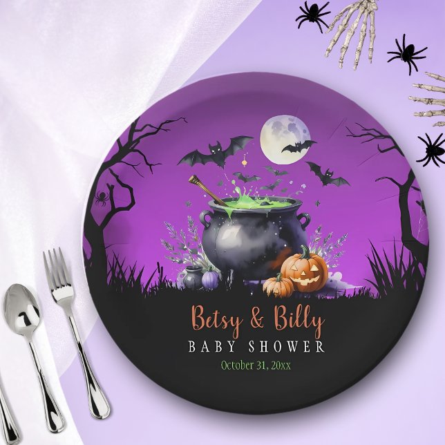Assiettes En Carton Un bébé brasse un Baby shower d'Halloween (Créateur téléchargé)