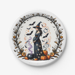Assiettes En Carton Un bébé brasse un Baby shower d'Halloween