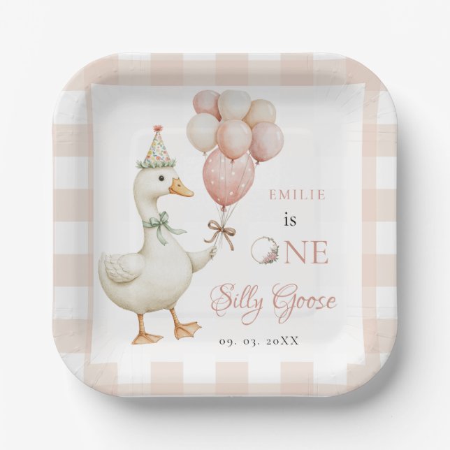 Assiettes En Carton Un bébé d'oie sotte 1er anniversaire (Recto)
