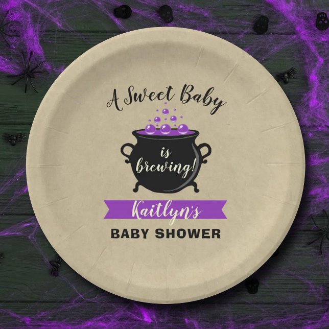 Assiettes En Carton Un Bébé Doux Brasse Le Baby shower D'Halloween (Créateur téléchargé)