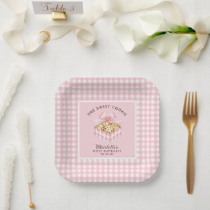 Assiettes En Carton Un biscuit intelligent Filles premier anniversaire