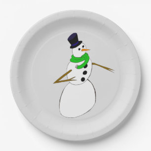 Assiettes En Carton un bonhomme de neige