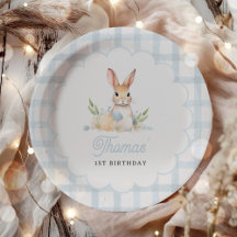 Un Bunny Pastel Printemps Bleu En vichy 1er Annive