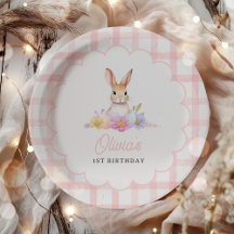 Un Bunny Pastel Printemps rose En vichy 1er Annive